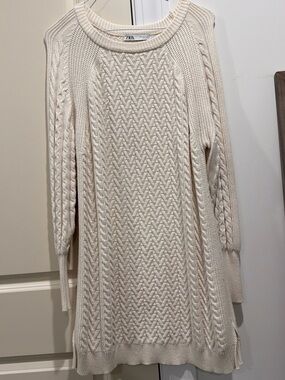 ZARA Ivory Cable Knit Sweater Tunic